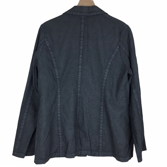 ISDA & CO 100% Linen Jacket Blazer Button Dark Academia Classic Minimalist Large - Picture 3 of 11